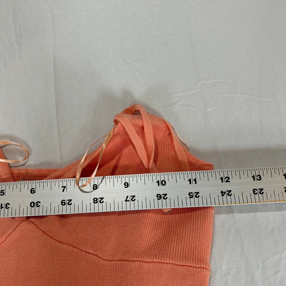 Love Tree Peach Ribbed Bodycon Cami Dress Small V-Neck Twist Front Side Ties - Picture 7 of 8
